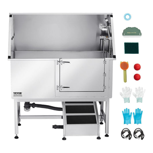 50 Inch Dog Grooming Bath Tub Stainless Steel W Ramp Water Filter