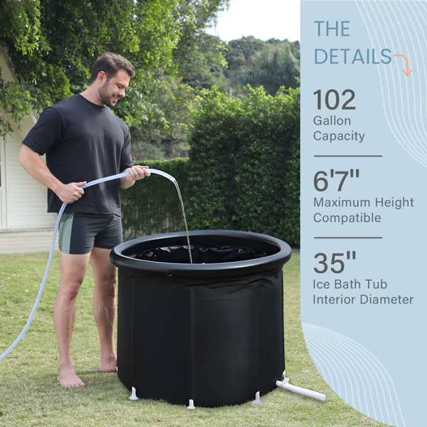 XXL Ice Bath Tub,102 GL Cold Plunge Tub,Portable Plunge Pool,multi-level Portable Bathtub For Outdoor Gym Treatments,Foldable Basin