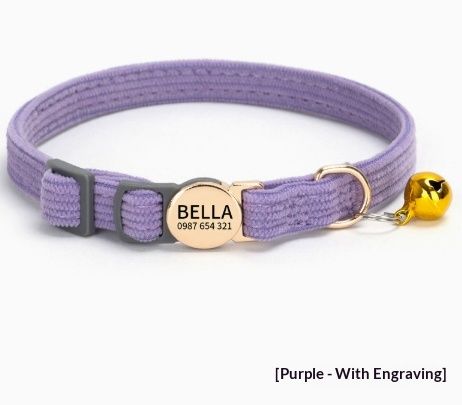 Corduroy Safety Buckle Customizable With Pet Name Stylish And Personalized Cat Collar