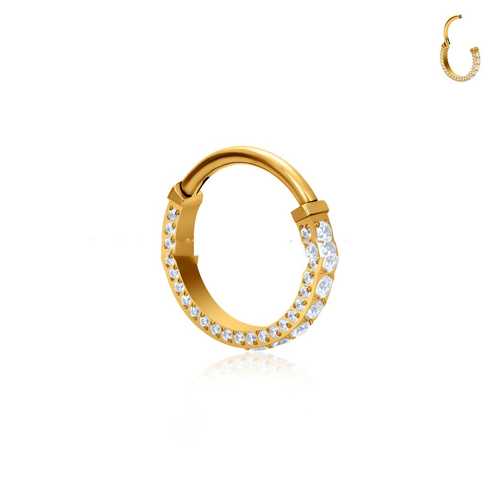 G23 Titanium Alloy Three-sided Inlaid Zircon Nose Ring Earrings Human Body Piercing Accessories