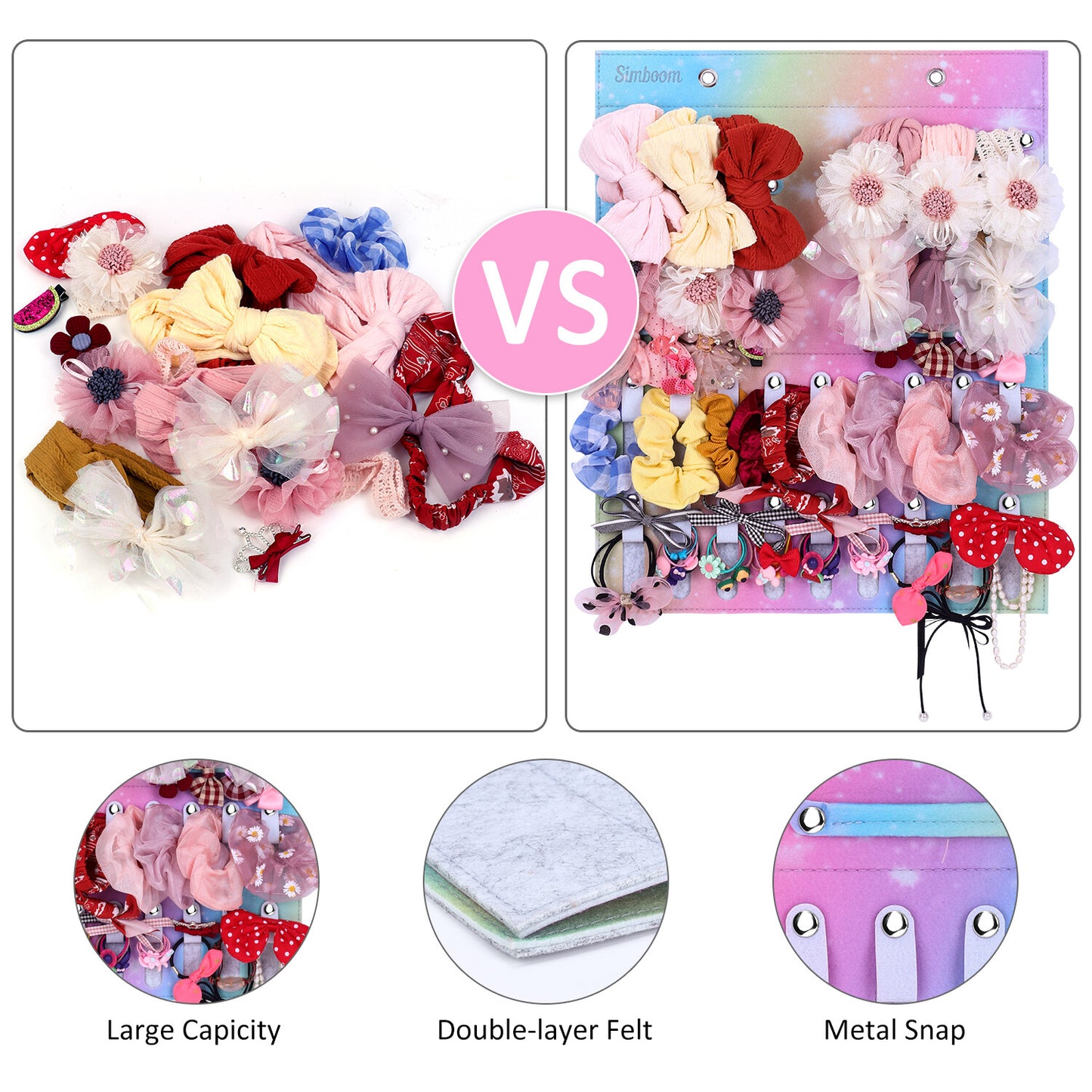 Girls Headband Holder Wall Hanging Hair Bow Organizer Display For Kids Room Deco
