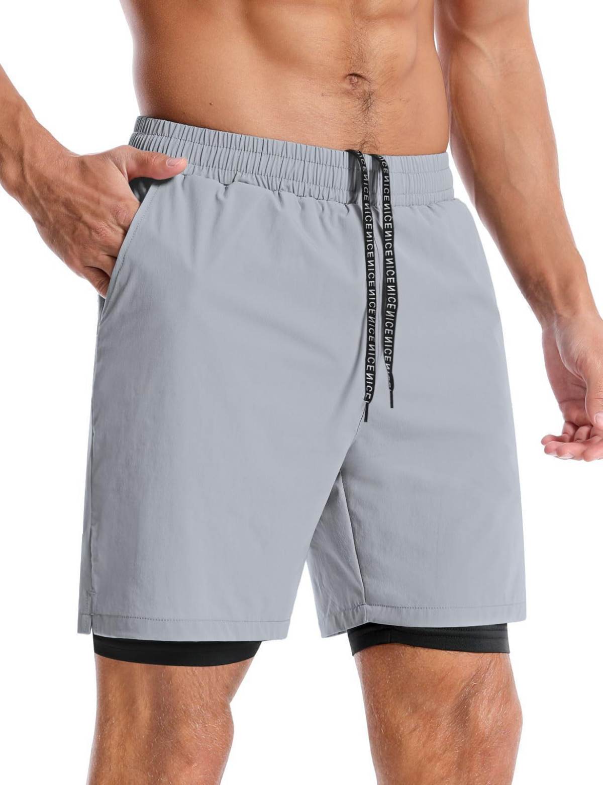 Summer Men's Sports Shorts Quick Drying Pocket Drawstring Loose Outdoor Leisure Fitness Five Cent Shorts