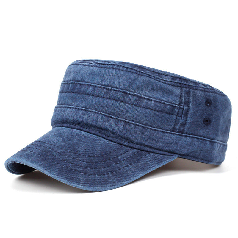 Spring And Summer Men's Solid-color, Washed-out, Retro Wide-brimmed, Simple And Fashionable Casual Flat-top Baseball Cap, Suitable For Outdoor Sports, Daily Commuting.