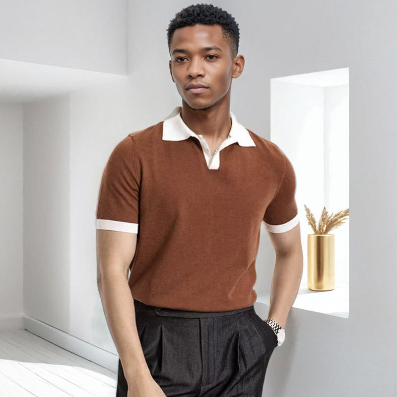 Men's Korean-style Lapel Short-sleeve Top