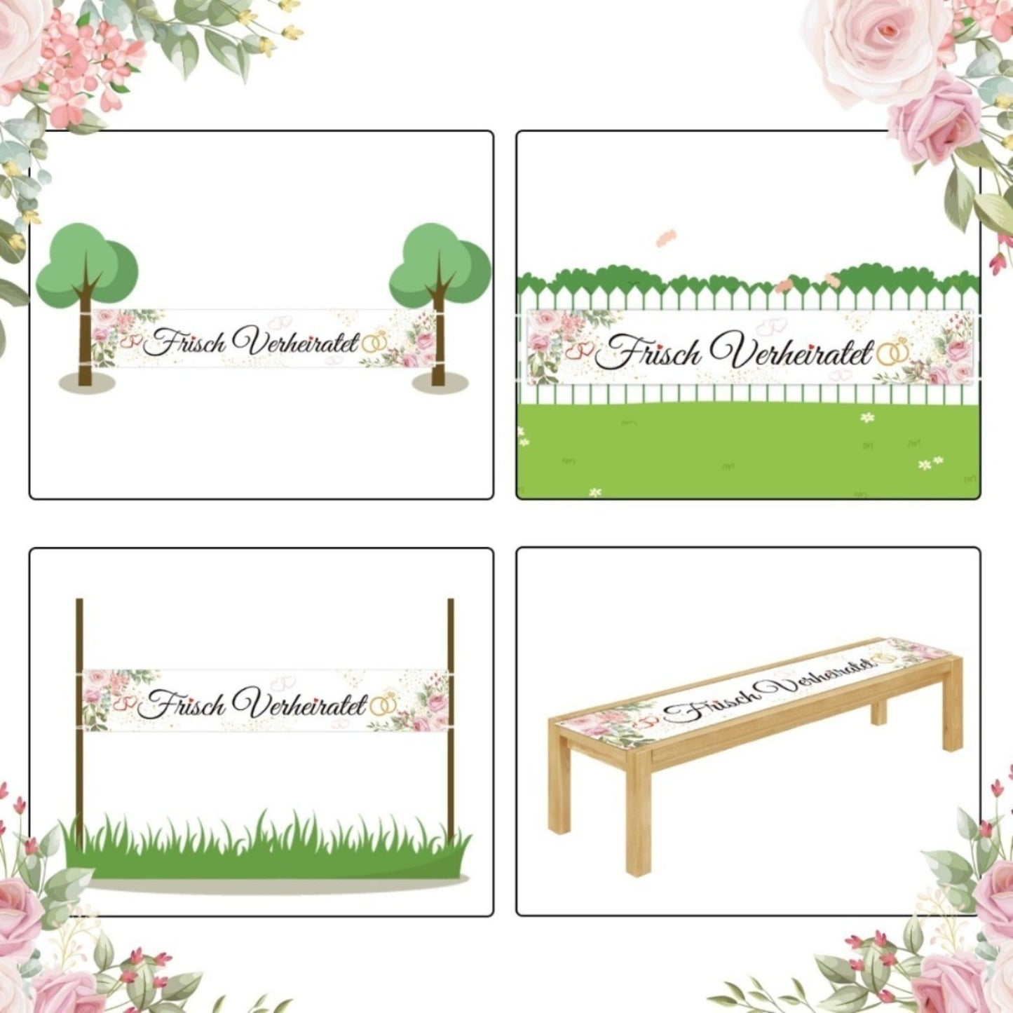 Wedding Banner With Eucalyptus Leaves, Green Plant Garland For The Ceremony & Reception, Natural Pennant Chain For The Champagne Reception & Photo Wall, Rustic Wedding Decor & Party Supplies Set