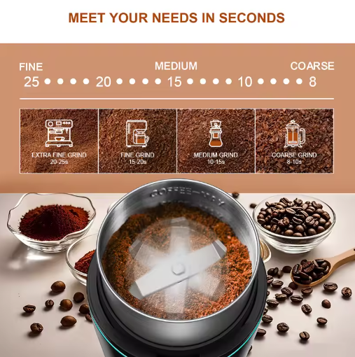 Professional Coffee Grinder With Removable Stainless Steel Cup Coffee Beans Grinder For Spices Herb Grain Mill For Kitchen 300W
