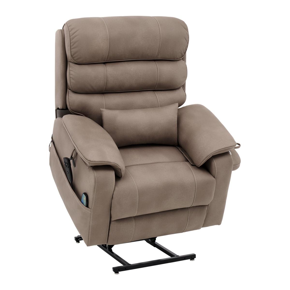 Power Lift Recliner Chair, Lift Chair With Heat And Massage For Elderly, Dual Motor Recliner Chair With A  Cup Holder, Infinite Position Adjustment Electric Recliner (Medium-Wide, Light Brown)