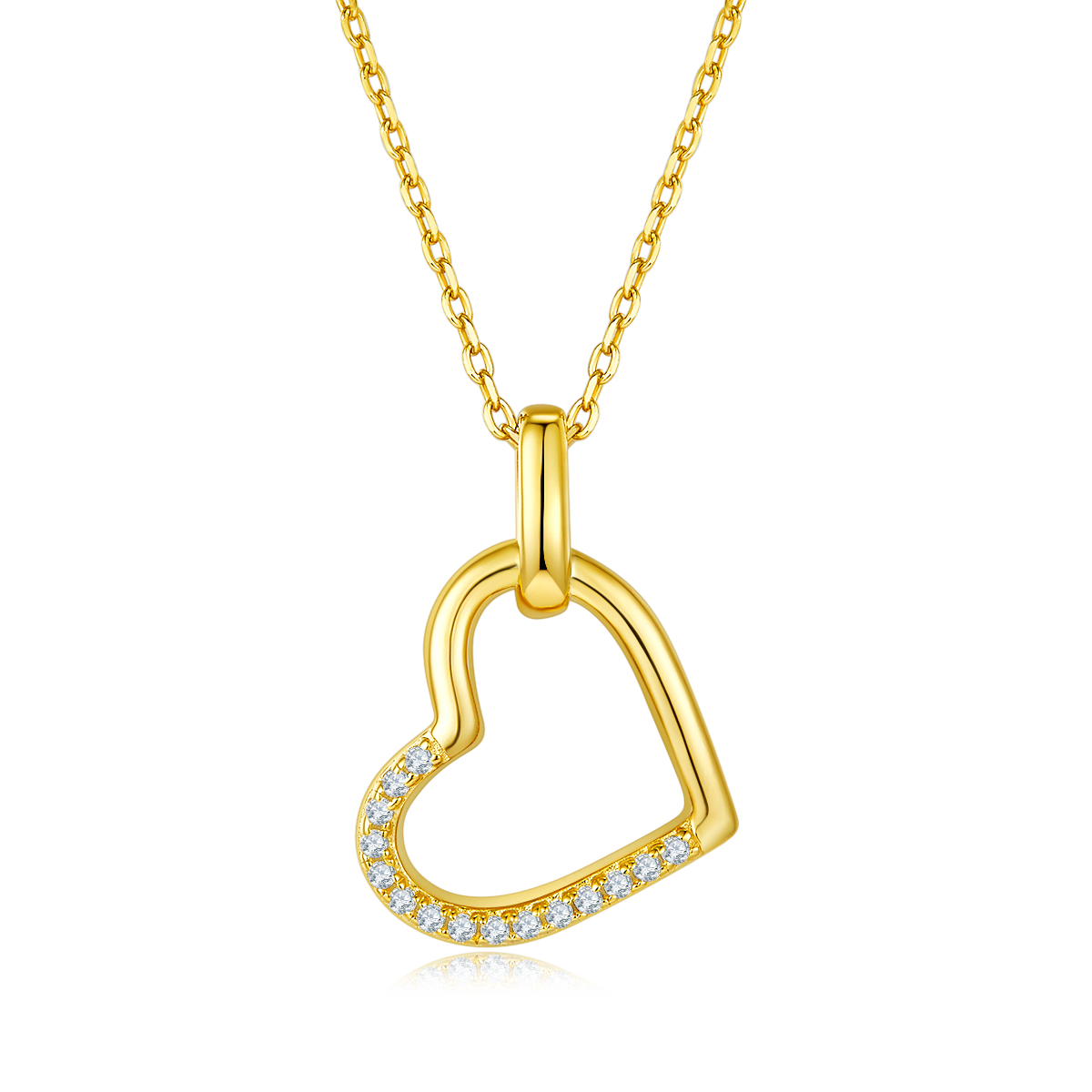 3.4g S925 Sterling Silver 15 Stones Moissanite Heart Necklace 45cm  Half Pave Asymmetric Pendant With GRA Certificate, Platinum Plated Romantic Jewelry Gift Box Set For Women