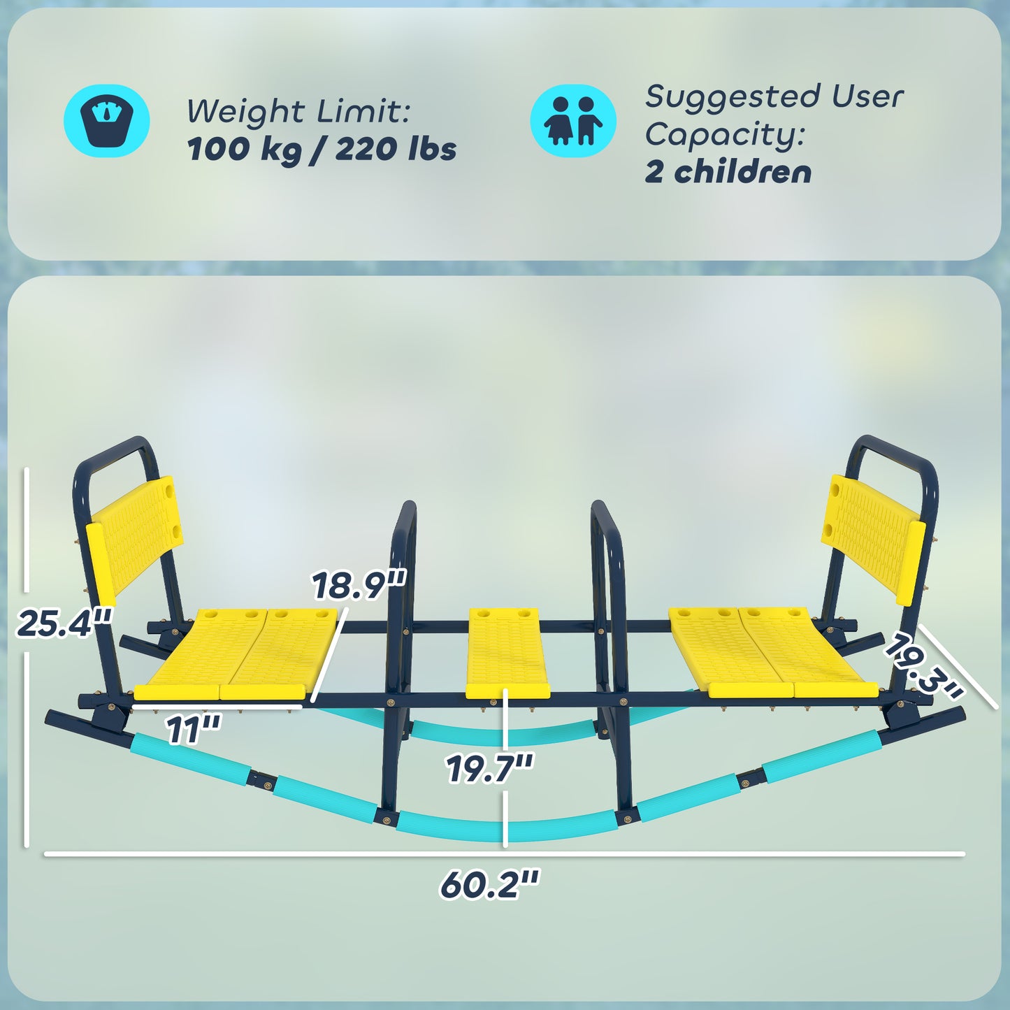 Teeter Totter Seesaw for Kids, 2 in 1 Metal Rocking Seesaw for Toddlers Age 3-8, Playground Equipment for Backyard