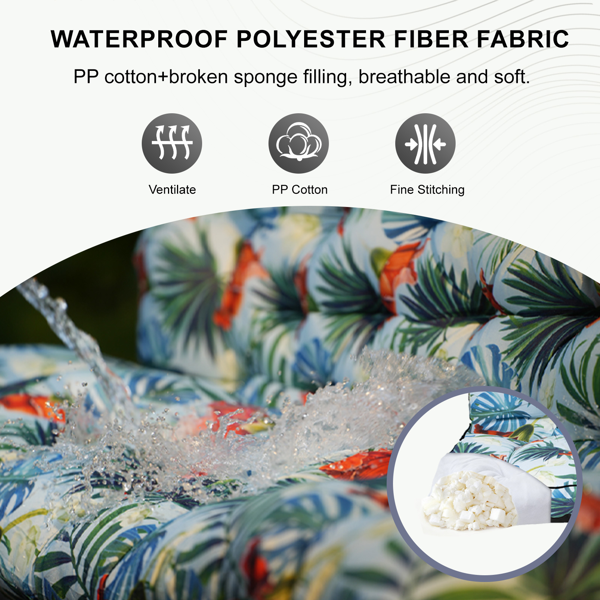 Outdoor Swing Cushions 55Inch,Waterproof 4in Thick Porch Swing Cushion Replacement With Backrest And Ties,Comfortable2-3Seat Pation Swing Pad For Backyard,Garden,Lawn,Outdoor Furniture Qingxin Summer