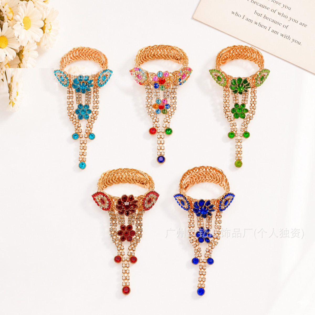 Xinjiang Lamb Necklace Accessories Ethnic Style Colorful Diamond Chain Choker Jewelry Tassel Diamond DIY Women's Handmade Accessories Wholesale