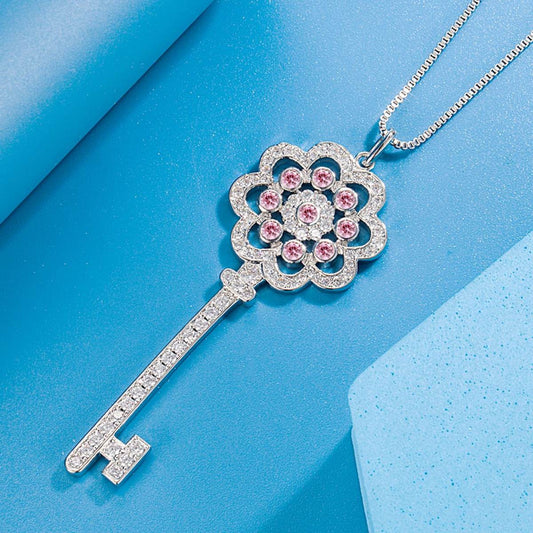 Chain Korean Style Temperamental Minority Couple Classic Colored Gems Flower Pendant