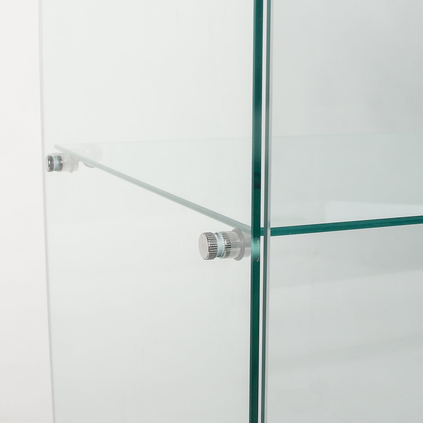 Glass Display Cabinet With 5 Shelves Double Door, Curio Cabinets For Living Room, Bedroom, Office, Black Floor Standing Glass Bookshelf, Quick Installation