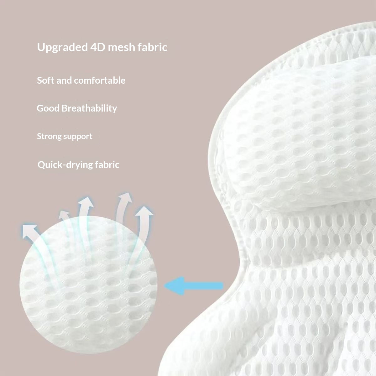 Machine-washable 4D Bath Pillow Bathtub Cushion Bathroom Pillow