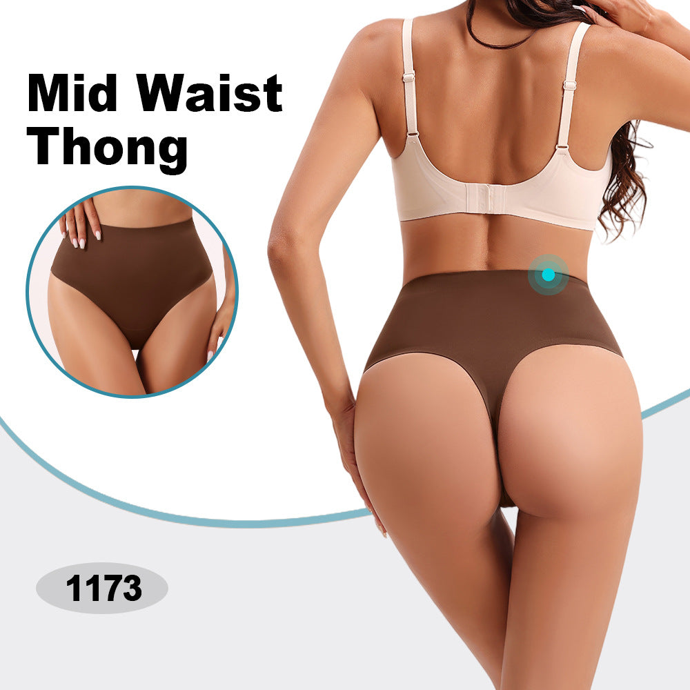Mid RiseHigh Rise Seamless Thong Briefs For Tummy Control And Body Shaping