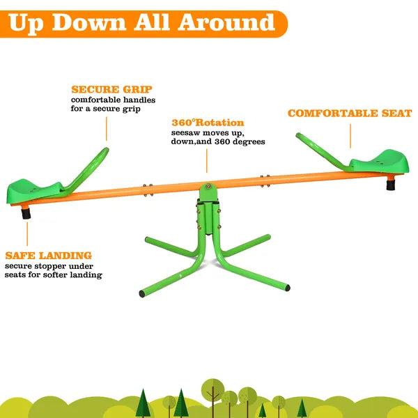 360 Degree Rotation Outdoor Kids Spinning Seesaw Sit And Spin Teeter Totter Outdoor Playground Equipment Swivel Teeter Totter For Backyard