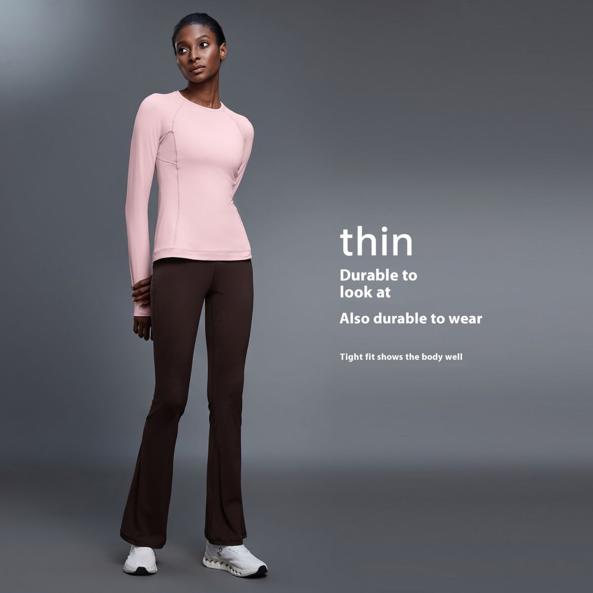 Round Neck Exercise T-shirt Women's Stretch Tight Long Sleeve Yoga Wear