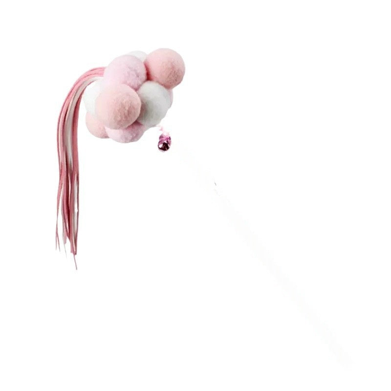 Cat Teaser Wand Toy - Colorful Ribbon Tassel with Jingle Bell Fairy Style Durable Chew Resistant Pet Play Stick