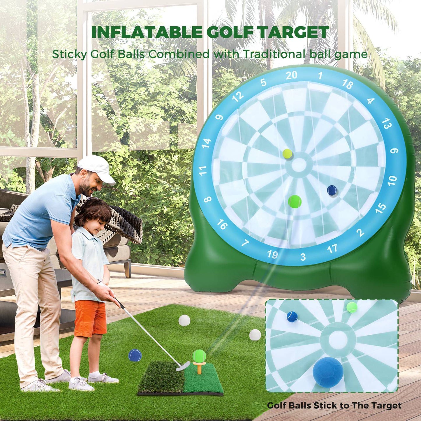 Golf Training Mat Green Anti Slip Anti Tearing 5x4ft Hitting Practice Turf Golf Mat For Indoor Outdoor Chipping Practice