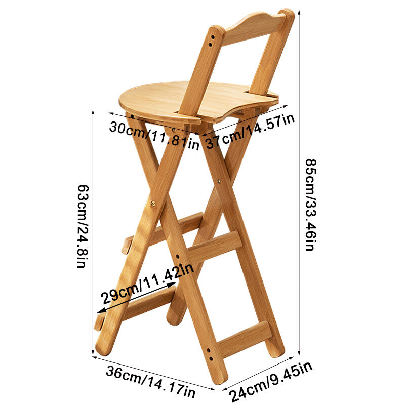 Bamboo Bar Stools Kitchen Breakfast Bar Seat Barstool Foldable Dining Chair