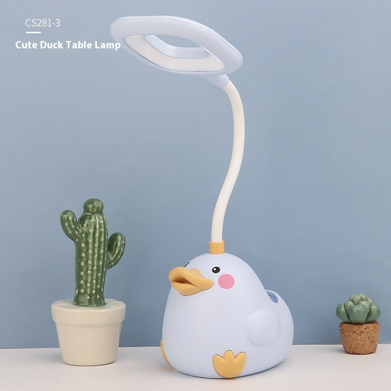 Cute Duck Pen Holder Storage LED Desk Lamp Usb Charging