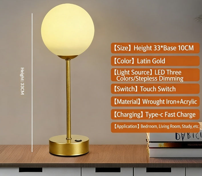 Charging Touch Control Bud Shape Table Lamp Bedside Lamp Study Office Desk Decor