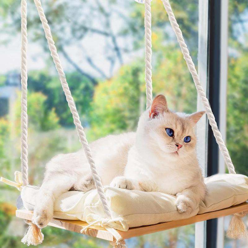 Wooden Pet Hammock With Suction Cups
