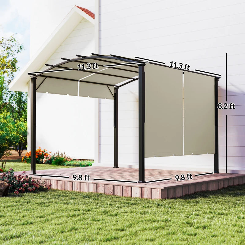 11' X 11' Outdoor Retractable Pergola Canopy For Backyard, BeigeMultiple Packages