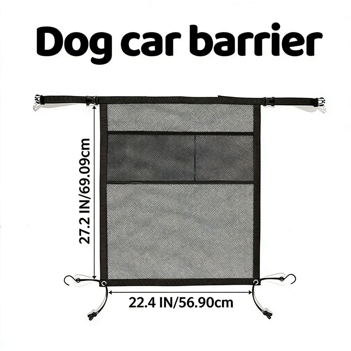Dog Car Net Barrier, Dog Net For Car With Mesh Organizer For Car SUV Truck  Universal Dog Car Barrier Fits,Scratch-Resistant Mesh With Storage Pocket, Keeps Pets Safe In Backseat