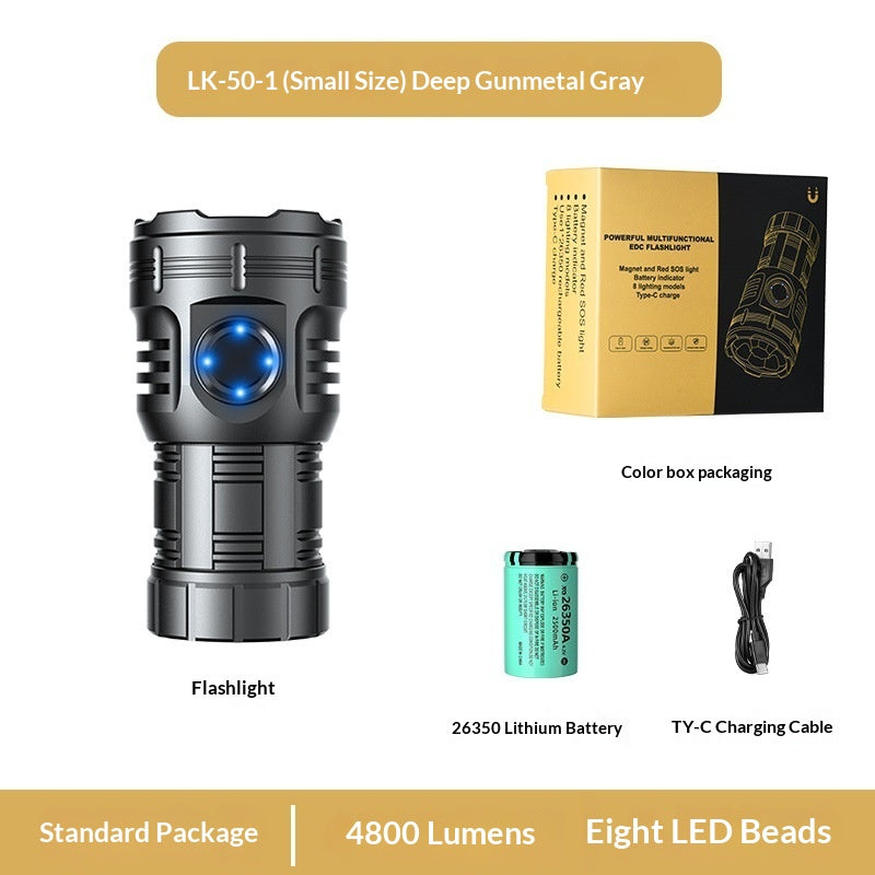 Magnetic Suction Strong Light Flashlight Charging Household Ultra-bright Outdoor