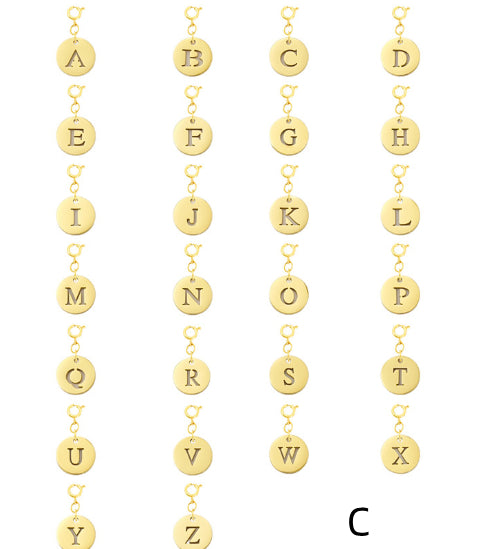 Titanium Steel Bracelet And Necklace Accessories 26-letter Charm Pendants Hand-polished In Gold