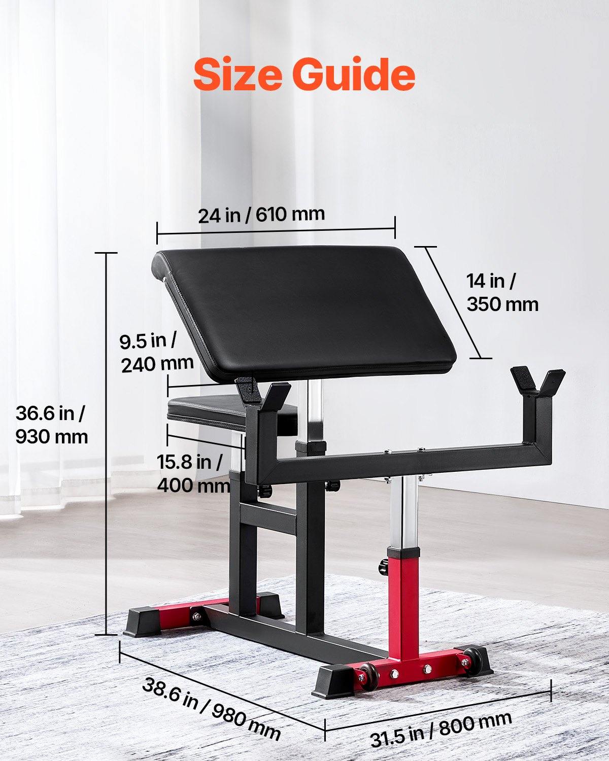 Preacher Curl Bench, Strength Training Biceps Machine, Max Load 440 LBS Home Gym Equipment, Seated Arm Isolated Barbell Dumbbell Bicep Station, Adjustable Weight Benches For Home Gym