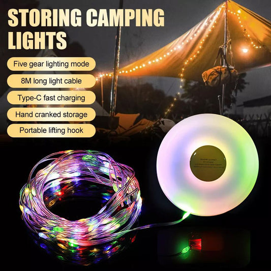 10M Portable Stowable LED String Light Outdoor Camping Retractable Waterproof UK