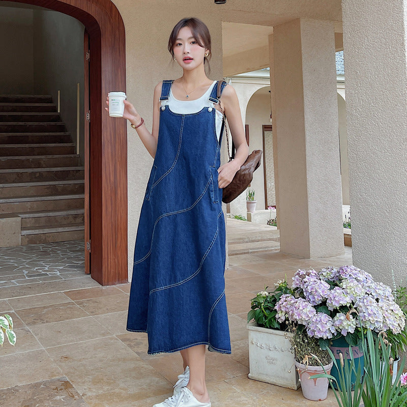 Korean-style Retro All-Match Figure-Flattering Loose A-Line Dress