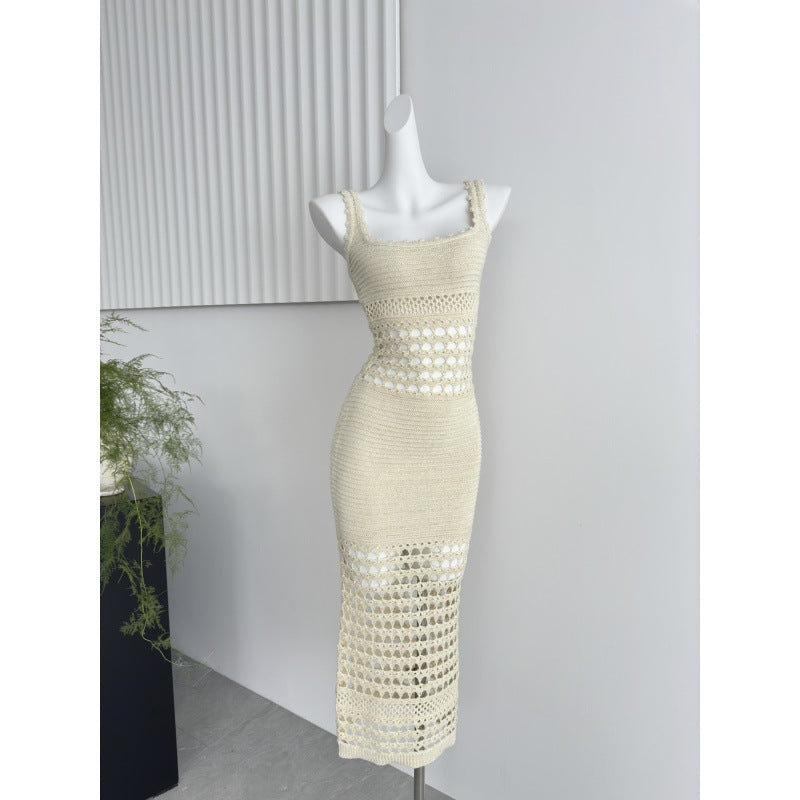 Kubliiv Beauty Curve Fil-Lumiere Weave Sexy Cutout Long Dress