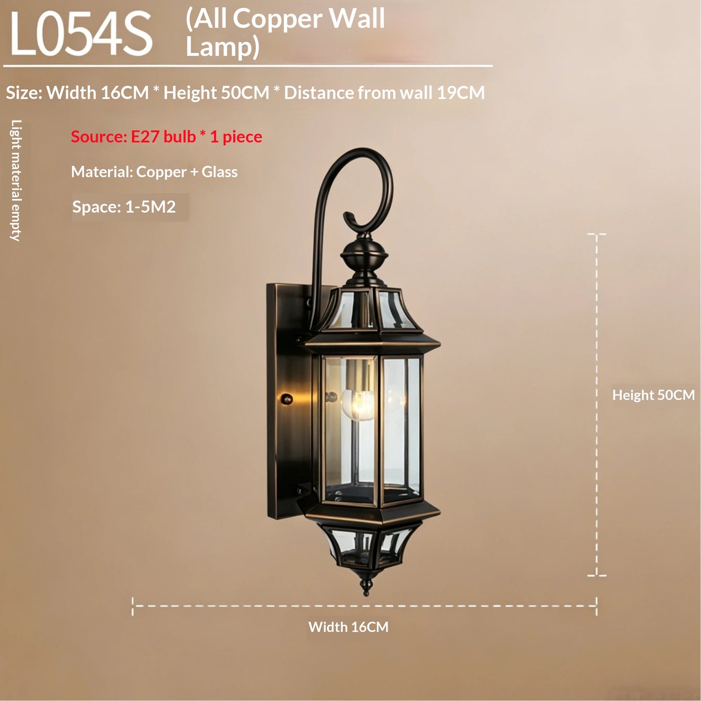 Nordic-style Fashionable All-copper Wall Lamp Outdoor Waterproof Wall Light