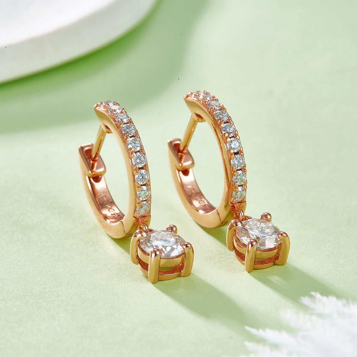 3g S925 Sterling Silver Moissanite Dangle Hoop Earrings  5mm Drop With Pave Hoop & GRA Certificate, Platinum Plated Jewelry Gift Box Set For Women
