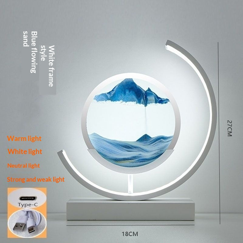 Glass Quicksand Painting Table Lamp, Creative Stress-relief For The Office And Home