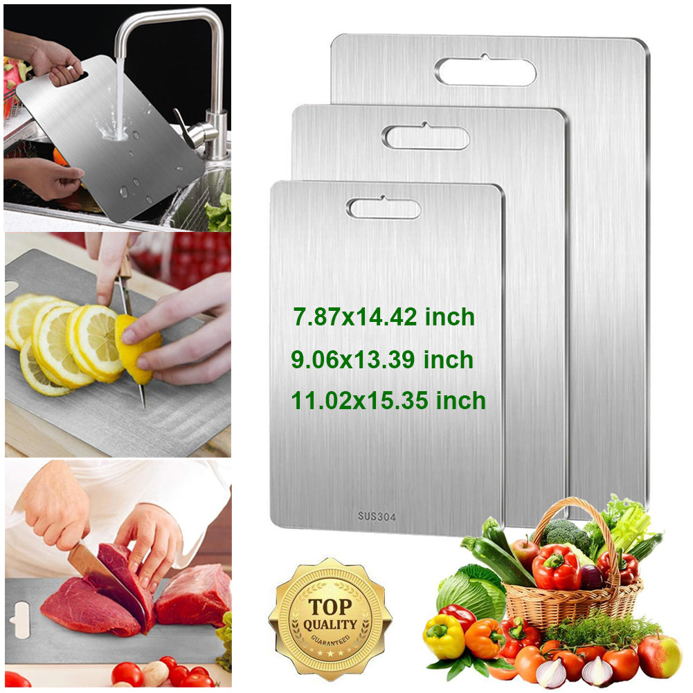 Cutting Board Double-Sided Stainless Steel Chopping Boards For Kitchen Camping 36x25cm