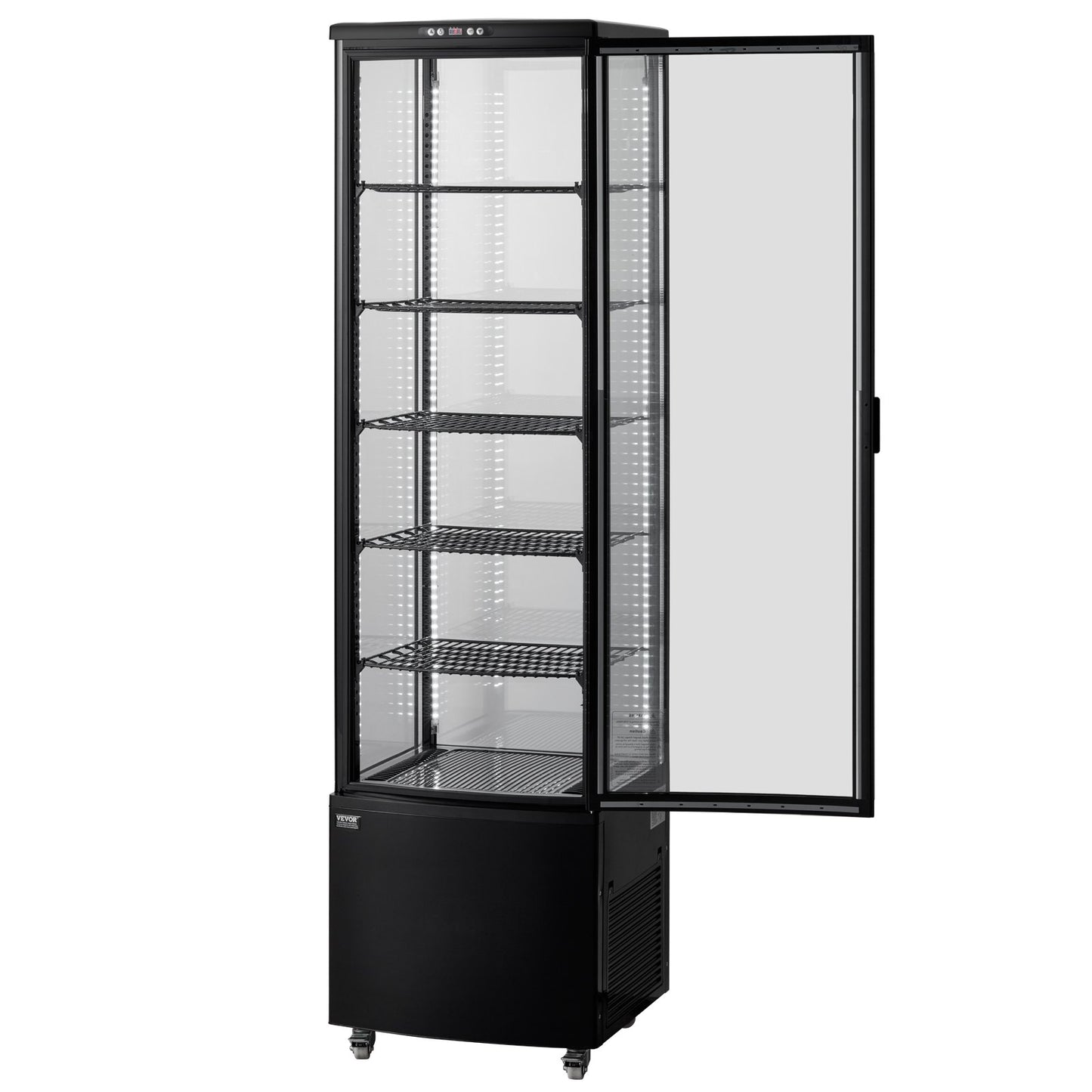 Refrigerated Display Case, 9.8 Cu.Ft./278L Large Pastry Display Case, 5-Tier Commercial Display Refrigerator With LED Lighting, TURBO Cooling, Frost-Free Air-Cooling, For Bakery
