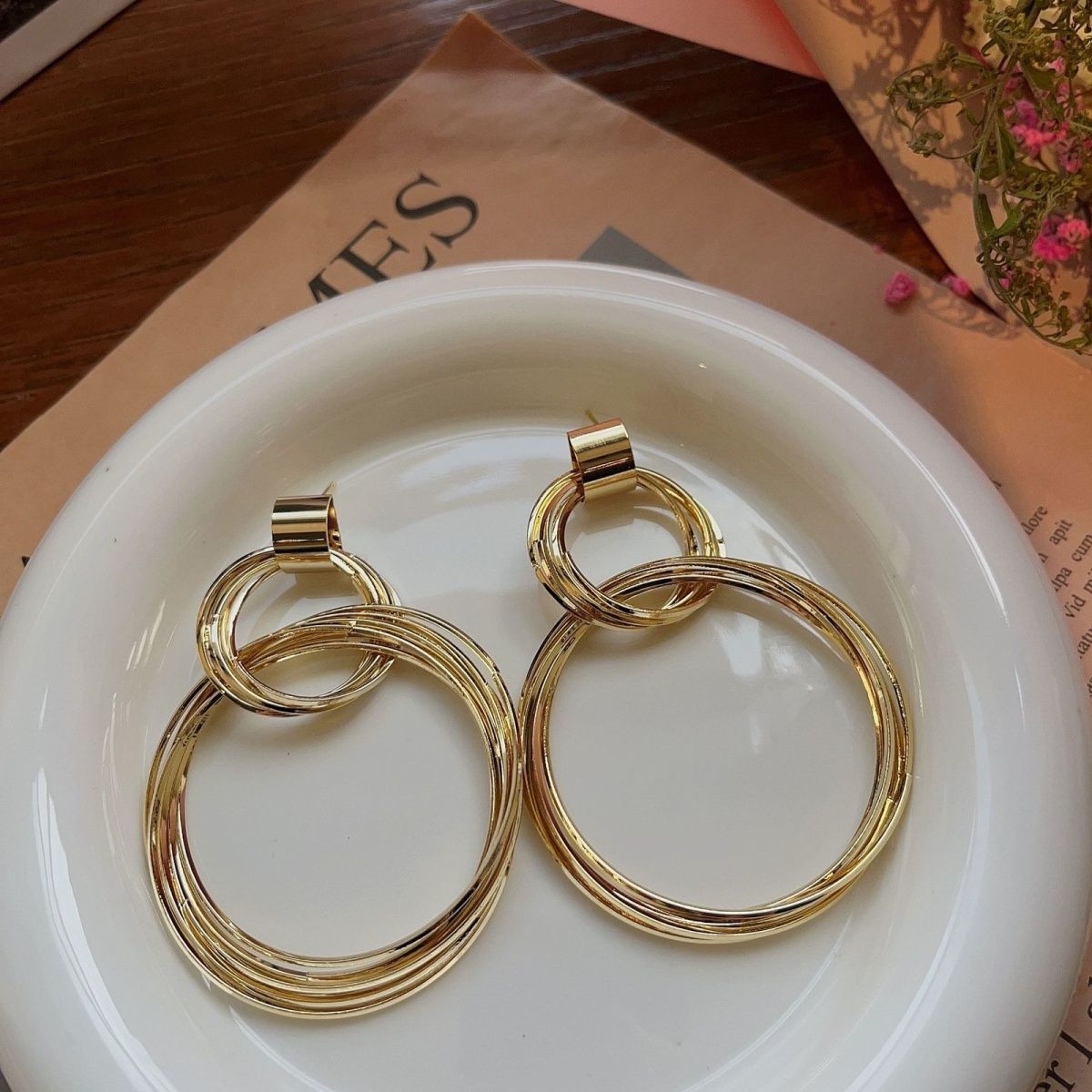 2026 New Stainless Steel Earrings, Geometric Hollow Long Hoop Statement Jewelry