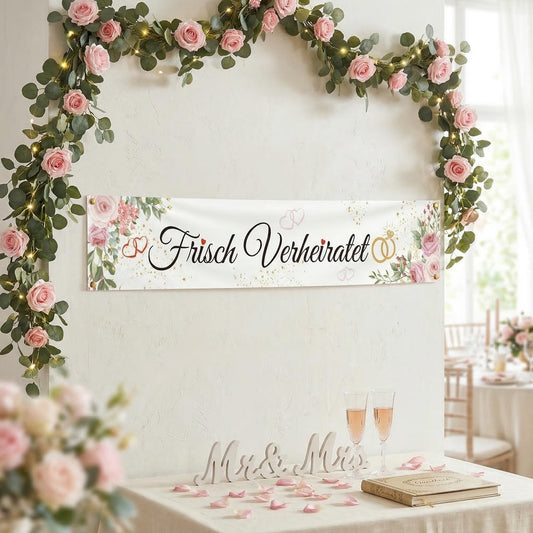 Wedding Banner With Eucalyptus Leaves, Green Plant Garland For The Ceremony & Reception, Natural Pennant Chain For The Champagne Reception & Photo Wall, Rustic Wedding Decor & Party Supplies Set