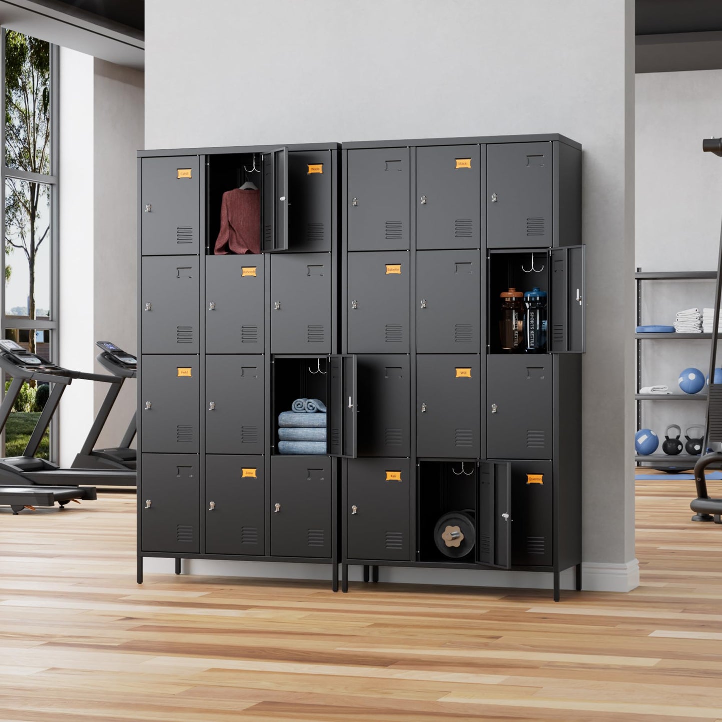 METAN Metal Locker For School Office Gym Bedroom, 12 Doors Black Steel Storage Locker Cabinet For Employees, Industrial Storage Locker, Assembly Required 12 Door-Black