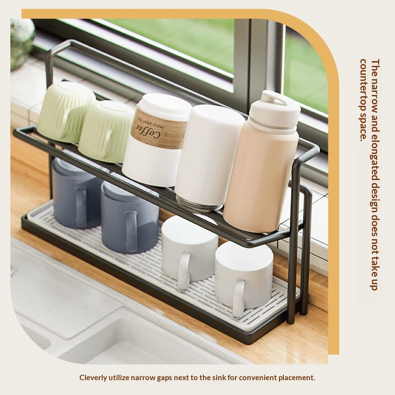 Tiered Tea Cup Rack Countertop Draining And Storage Stand