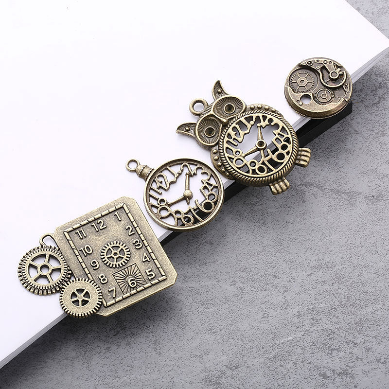 Retro Plated Metal Mixed-Style Punk Gear Clock Jewelry Accessories