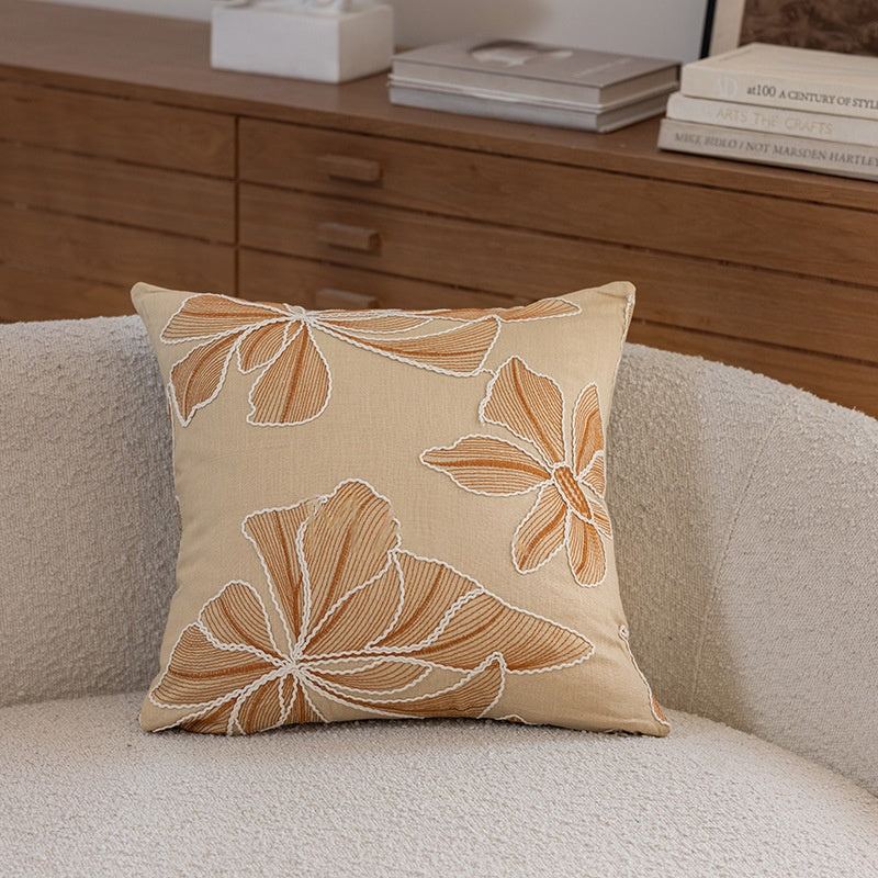 Floral Embroidered Plant Home Living Room Decorative Sofa Throw Pillow