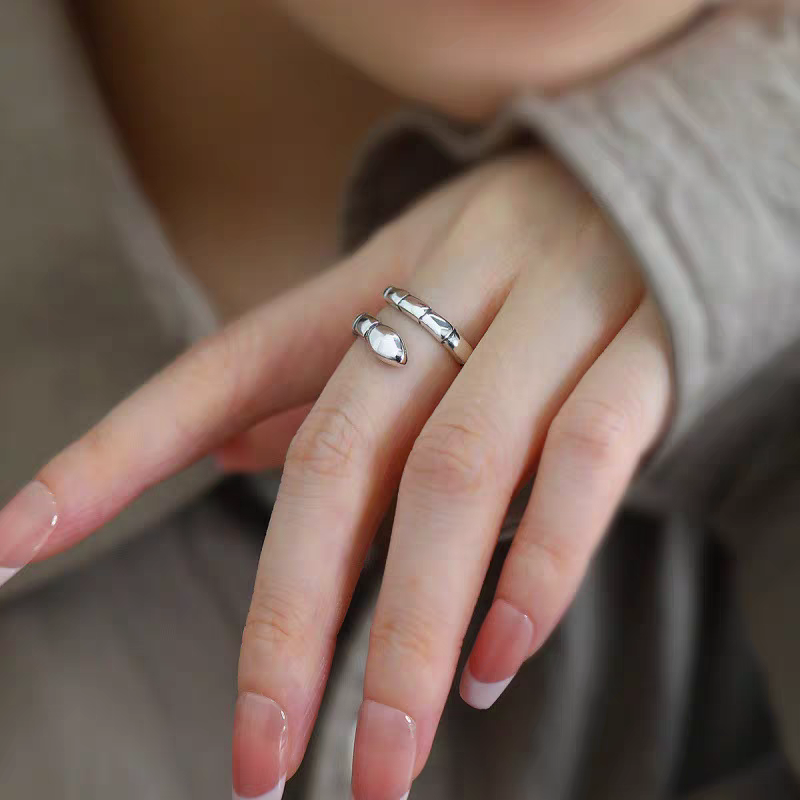 1pc 999 Sterling Silver Polished Snake Bone Open Ring, Minimalist & Edgy Style, Perfect For Daily, Dating & Gifting, Ideal Valentine's Gift