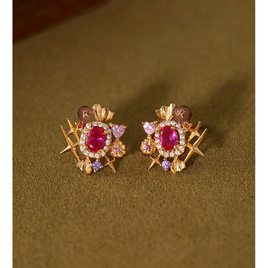 Retro Designer Candy Enamel Stud Earrings For Women, Niche Exquisite Versatile Fashion Dainty Ear Jewelry