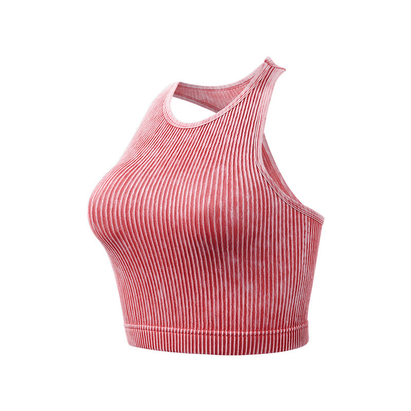 Women's Solid Color Short Thread Beauty Back Yoga Vest
