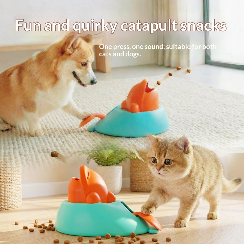 Food-Dispensing Toy Puzzle Freeze-Dried Treat Launcher For Cats And Dogs